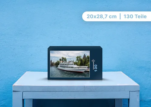 hansepuzzle 95970 - Ausflugsschiff Puzzle, 130 Teile, Fortbewegung, 28,7 x 20,0cm mit hochwertiger Aufbewahrung, Kartonbox & Beutel