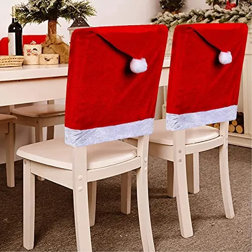 KAHEIGN 12pcs Weihnachten Stuhlhussen Weihnachtsstuhlüberzug, 50cmx 60cm Weihnachtsmannmützen Stuhlhussen Stuhlabdeckung Weihnachten Nikolausmütze Stuhlbezug für Weihnachtsdekoration für Stühle