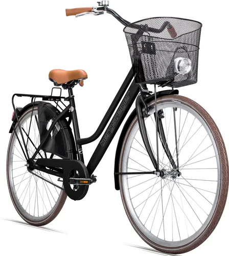 Bergsteiger Amsterdam 26 Zoll Damenfahrrad - Citybike für jeden Tag mit tiefem Einstieg, Rücktrittbremse und praktischem Korb. Ideal für Körpergrößen ab 140 cm, sicher und komfortabel im Stadtverkehr.