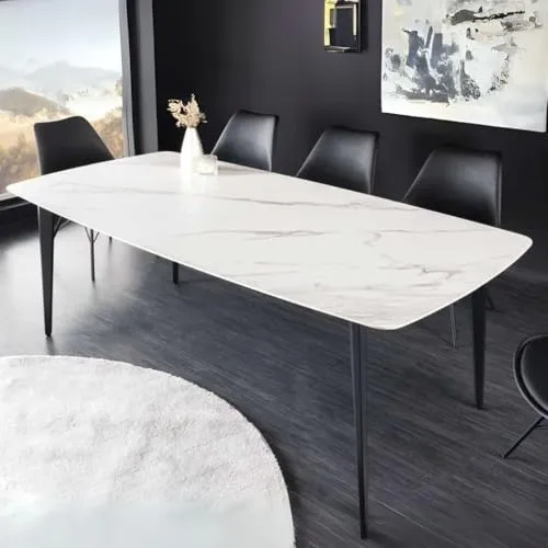 LEBENSwohnART Eleganter Esstisch Venezia 160cm in Marmor-Optik