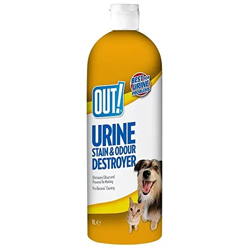 OUT! Urinflecken- und Geruchsentferner für Haustiere, Enzymatischer Probakterienreiniger - 1 Liter