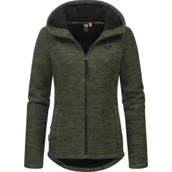 Ragwear Damen Strickjacke Lyshka Melange YOUMODO Dark Olive Gr. XS - Damenbekleidung: Diese weiche Strickjacke mit kuscheligem Teddyfleece und Kapuze bietet perfekten Komfort und Wärme für wechselhaftes Wetter.