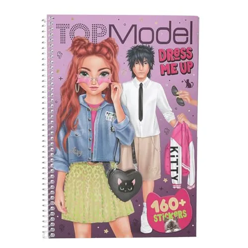 Depesche 13387 TOPModel Rebel Kitty - Dress Me Up Stickerbuch mit 20 Seiten vorgedruckter Model Motive zum Selbstgestalten, inkl. 7 Stickerbogen