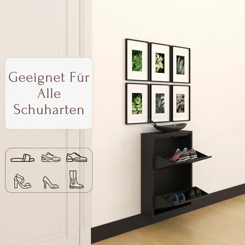 Furni24 Schuhkipper aus Metall, 50 x 15 x 70,5 cm, schwarz in schwarz von Mades GmbH