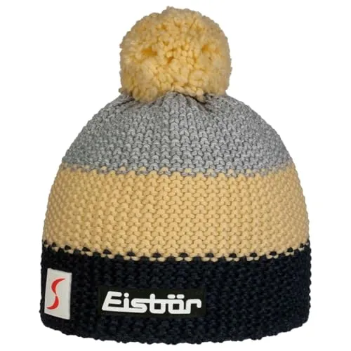 Eisbär Star Pompon MÜ SP nachtmeliert-Banana-hellgraum - Bequeme Strickmütze mit flauschigem Pompon, ideal für Piste und Après-Ski