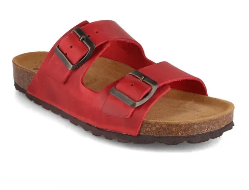 Tuffeln Leder-Sandalen Föhr – Rot, Gr. 37 mit Korkfußbett