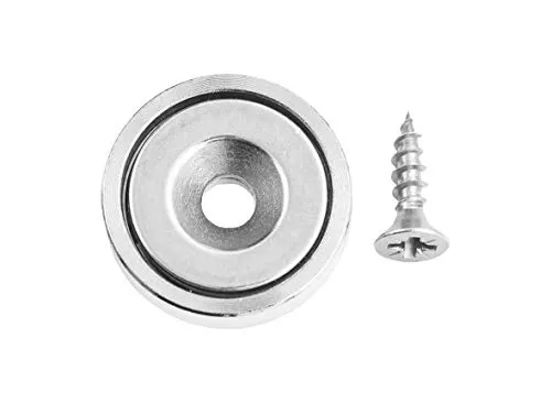 Connex Neodym-Scheibenmagnet - Mit Rundloch & Schraube - Ø 16 x 4,5 x 3,5 mm - 1 Stück - Extra starker Magnet - 7,5 kg Haftkraft - Für Haushalt & Werkstatt / Powermagnet / Ringmagnet / DY7100011