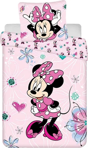 Disney Minnie Mouse Kuschelige Bettwäsche Set, 160x200 cm & 70x80 cm - Bettwäsche-Set aus 100% Baumwolle mit süßem Minnie Mouse Design, ideal für Kinderzimmer und gemütliche Nächte. Maschinenwaschbar und trocknergeeignet für einfache Pflege.