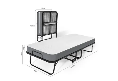 Gunuss Klappbett für Erwachsene - Faltbares Gästebett mit 13 cm Matratze - Klappbett für Erwachsene, platzsparendes Design mit 250 kg Tragfähigkeit, ideal für Gäste und einfach zu transportieren.