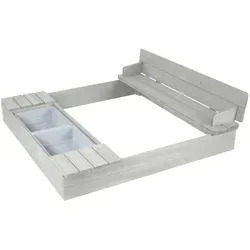 Roba Sandkasten aus Massivholz - Sandkasten für Kinder, Maße: 125x120x20,5 cm, mit 2 Spielwannen und abnehmbaren Sitzplatten für zusätzlichen Komfort.