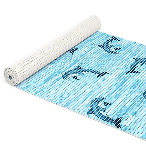 ANRO Weichschaummatte Badematte Bad Dusche WC Vorleger Teppich Antirutsch Badläufer Delfine Blau Rund 65cm