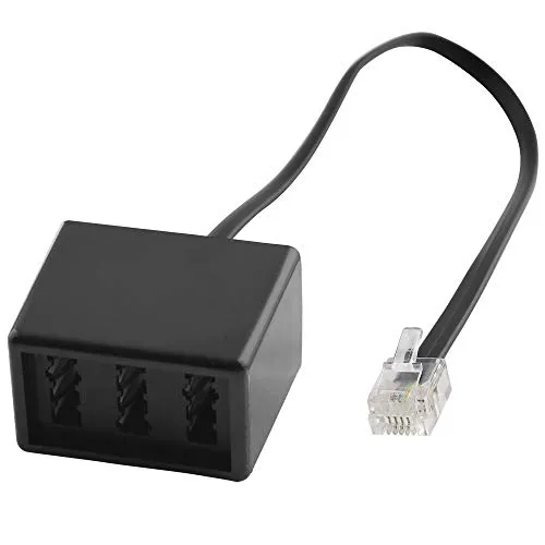 BestPlug 20cm Telefon Fax Kabel Adapter Verteiler Splitter Weiche Verbindungsstück, RJ11 Stecker auf 1 TAE-N Buchse und 2 TAE-F Buchse, Schwarz
