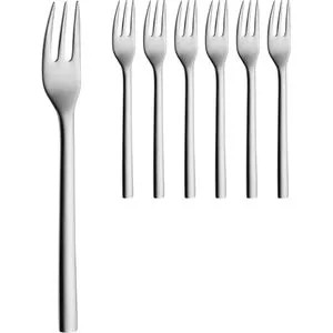 WMF Gabel Nuova, Edelstahl 18/10, Kuchengabel, 16cm, rostfrei, silber poliert, 6 Stück