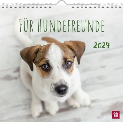 Wandkalender 2024: Für Hundefreunde: Dekorativer Kalender zum Aufhängen mit Monatskalendarium für Hundebesitzer
