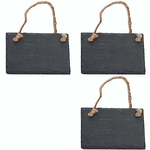 Schiefertafel zum Aufhängen mit Juteband Memotafel Kreidetafel Wandeko (3, 9 cm Tafel)