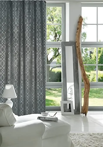 Elbersdrucke Verdunklungsvorhang Equinox 07 Silber-Anthrazit - Schiebevorhänge mit 98% Verdunkelungseffekt, wärmeisolierend und energiesparend. Ideal für Wohnzimmer und Schlafzimmer, Maße: 255x140 cm.