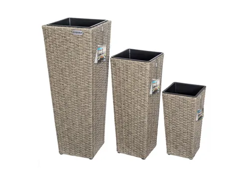 Casaria Pflanzkübel 3er Set Polyrattangeflecht von Casaria