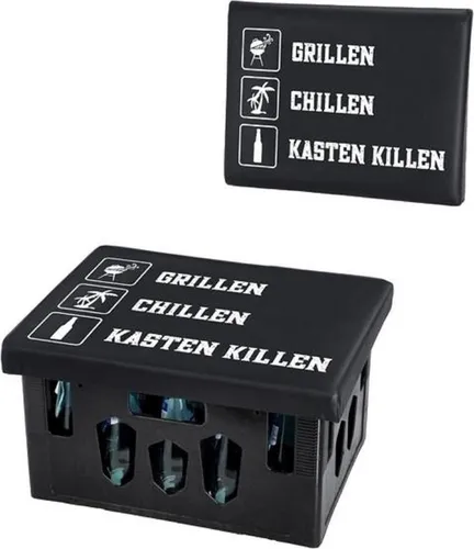 GRILLEN Bierkastensitz ca. 43 x 33 cm mit Aufdruck-Grillen Chillen Kasten killen