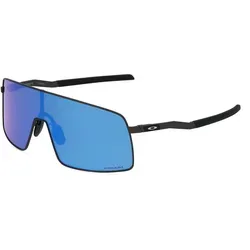 Oakley Sutro TI Satin Lead/Prizm Sapphire - Sportbrille für Herren - Sportbrille aus ultraleichtem Titan mit zylindrischer Linse, rutschfesten Earpads und Nasenpad für optimalen Halt und modernen Stil.
