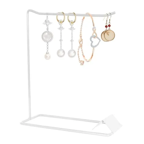 Mikihat Schmuckständer, Schmuckhalter Halskettenständer Ohrringhalter Schmuckbaum Kettenhalter, Metall Schmuck Organizer, Schmuck Aufbewahrung für Armbänder Ohrringe Ringe Ketten Uhren (Weiß)
