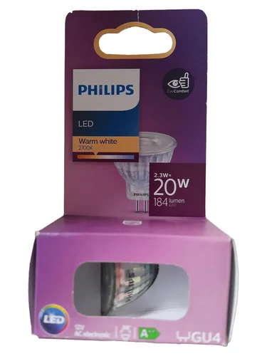 Philips LEDClassic 20W MR11 GU4, warmweiß - Energieeffiziente LED-Lampe mit 15.000 Stunden Lebensdauer, ideal für gemütliches Licht und einfache Installation dank GU4-Sockel.
