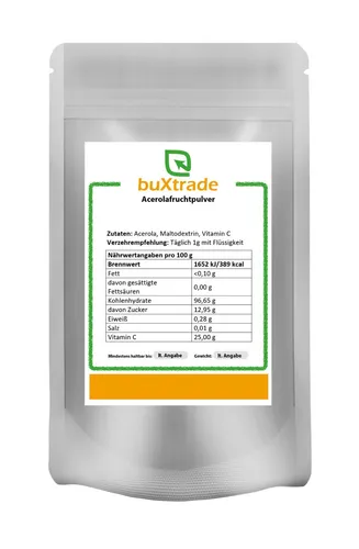 500g | Acerola Pulver | Superfood | reich an Vitamin C (28,1%) | Superfood