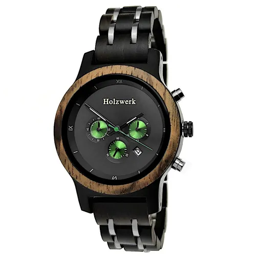 Holzwerk Chronograph BEESKOW - Elegante Holz Armband Uhr mit Datum - Armbanduhren: Die Holzwerk BEESKOW vereint natürliches Design aus Walnuss mit einem praktischen Chronographen und Datumsanzeige - ideal für Natur- und Designliebhaber.