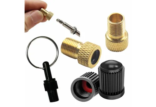 Pitlane Performance Ventilkappe Fahrradventil Adapter Set, (5-St., Fahrradzubehör, Luftpumpe Adapter Set), Adapter Französisches Ventil Dunlop & Presta auf Autoventil (Schrader)