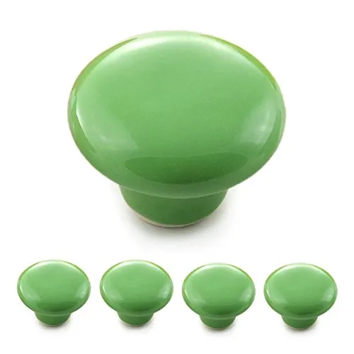 Ganzoo Möbelknöpfe Set 4 Stück aus Porzellan/Keramik, grün - Landhaus Antik Vintage - Durchmesser 32 mm, Tiefe 23 mm - Schrankknopf Türknauf Schubladengriff für Schublade, Kommode, Küchenschrank
