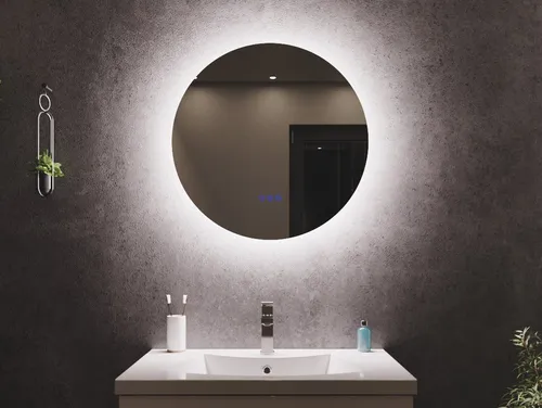 Magnolia Home LED-Lichtspiegel Runder LED Spiegel 60cm mit Touch Bedienung, Wandhängend