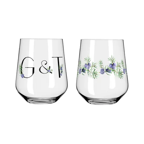 RITZENHOFF Longdrink-Glas-Set BOTANIC LIGHTS 710 ml - Gläser & Glaswaren, stilvolles Set mit 2 Longdrinkgläsern in mehrfarbigem Design, ideal als Geschenk in edler Präsentschachtel.