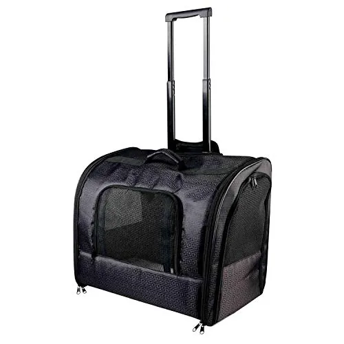 Trixie 2881 Trolley Elegance - Hundetransportbox 45x41x31 cm, schwarz, mit versenkbarem Teleskopgriff und integrierter Kurzleine für optimale Sicherheit