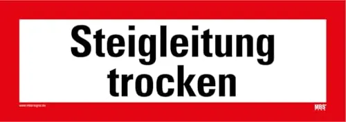 Aufkleber Brandschutz „Steigleitung trocken“ Hinweis Feuerwehr Folie nach DIN 4066 | 29,7 x 10,5 cm Made in Germany