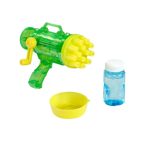 Bubble Fun Seifenblasenpistole mit Kurbel, handbetrieben, 30ml Lauge, erzeugt viele Seifenblasen, 14x12cm, ab 3 Jahren