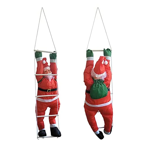 [en.casa] Weihnachtsmann auf Leiter 165cm 120cm Weihnachts Deko Weihnachten Figur Nikolaus