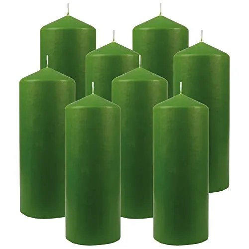 Bestgoodies Stumpenkerzen Wachskerzen Ø6cm x 17cm (8er Pack) Hellgrün - Lange Brenndauer, Hergestellt in EU, Kerzen Blockkerzen - Wachs Stumpen