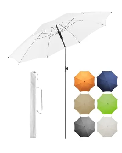 FARE Sonnenschirm Gr. L - 200 cm Durchmesser mit UV-Schutz 50+ - Sonnenschirm für Balkon, Garten und Terrasse mit elegantem Titan-Finish und stabiler Knickvorrichtung, idealer Schutz vor UV-Strahlen und einfach zu transportieren dank Tragetasche.