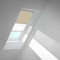 Produktbild VELUX Vorteils-Set Verdunkelungsrollo sandbeige gepunktet und Faltstore Plissee