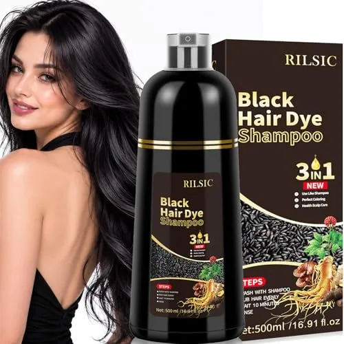 Haarfärbeshampoo Schwarz 3-in-1 – Sofort Färbe Shampoo für Männer & Frauen