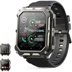 Military Smartwatch Herren mit Telefonfunktion – 183 Inch Display, IP68 wasserdicht, 120 Sportmodi