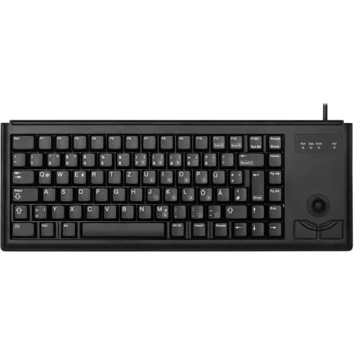 CHERRY G84-4400 - Kompakttastatur mit integriertem Trackball, langlebig mit 20 Mio. Betätigungen und ideal für platzsparende Einsätze in Büros