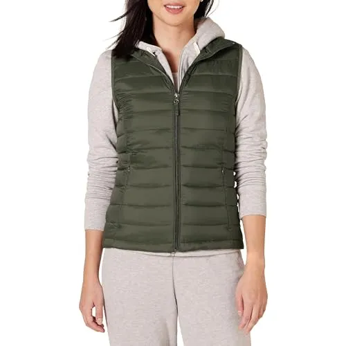 Amazon Essentials Damen Leichte wasserabweisende Steppweste, Olivgrün, M