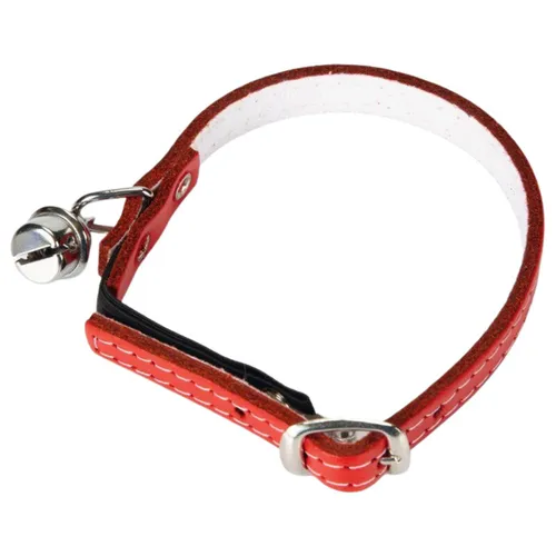 Beeztees Katzenhalsband rot 32x1cm mit Glocke, Leder, verstellbar 23,5-28cm