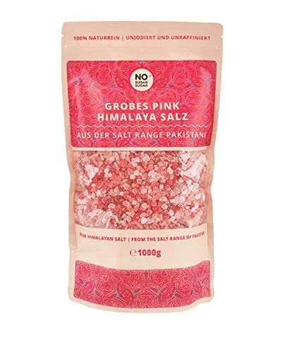Pink Himalaya Salz 1kg, grobe Körnung, Perfekt für Salzmühle, Brocken, Steinsalz/Kristallsalz aus Pakistan 1kg 2kg 5kg 10kg 25kg wählbar mit großem Mengenrabatt