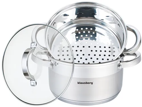 Klausberg Dampfgarer 3-Elemente 18cm - KB-7135 - Brat- & Grillpfannen, ideal für gesundes Dampfgaren und geeignet für Induktionsherde.