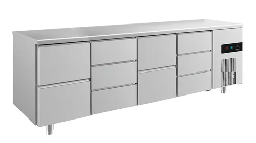 Gastro Kühltisch 10 Schubladen Umluftkühlung 2330x700x850mm -2/+8°C NEU