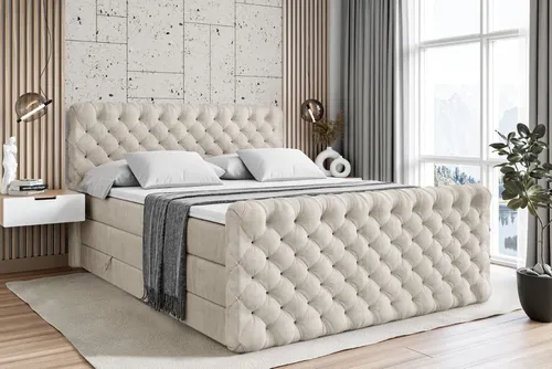 Altdecor Boxspringbett 120x200 cm in Creme in schwarz von ALTDECOR