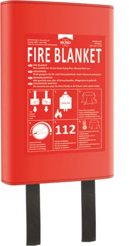 ELRO FB1800 Brandschutzdecke - Feuerlöschdecke 1,8m x 1,2m, ideal für kleine Brände und Personenrettung, inklusive praktischer Kunststoffbox mit Aufhängevorrichtung.