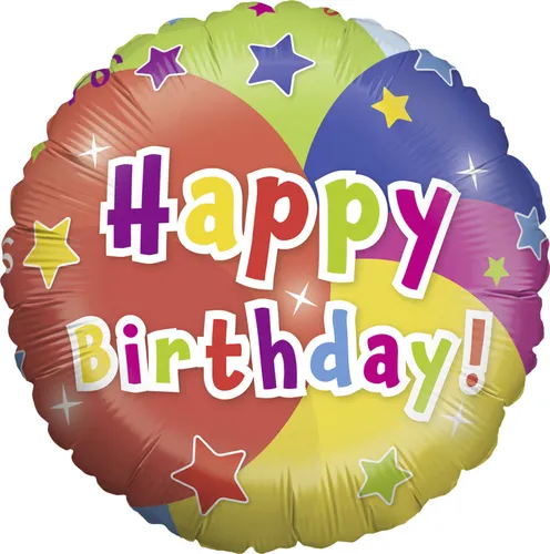 Folienballon Happy Birthday bunt Ø 45 cm