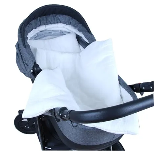 Babylux Babydecke MUSSELIN Kinderwagen Decke 75x60cm Kuscheldecke Stubenwagen MPM (Weiß)